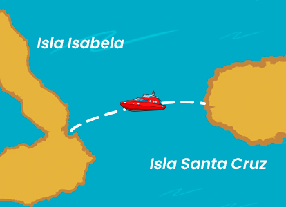 Ruta de ferry entre Santa cruz e Isabela
